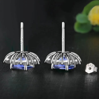 Stevige 925 van Kerstmisjuwelen van Sterling Silver Created Tanzanite CZ de Nageloorringen voor Vrouwen
