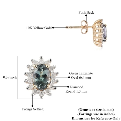 14K het gele Gouden de Haloovaal van Juwelencz sneed Vrouwen van de Nageloorringen van Premie de Klassieke Oorringen van de Groene Tanzanite