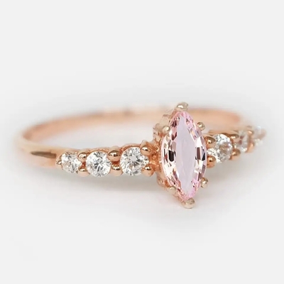In het groot Fabriek 925 de Verlovingsring van Sterling Silver Jewelry Rose Gold Morganite Ring Round Cut Pink Morganite