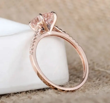 In het groot Fabriek 925 de Verlovingsring van Sterling Silver Jewelry Rose Gold Morganite Ring Round Cut Pink Morganite