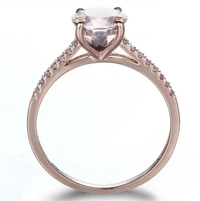 In het groot Fabriek 925 de Verlovingsring van Sterling Silver Jewelry Rose Gold Morganite Ring Round Cut Pink Morganite