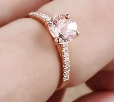 In het groot Fabriek 925 de Verlovingsring van Sterling Silver Jewelry Rose Gold Morganite Ring Round Cut Pink Morganite