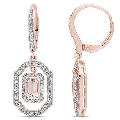925 Gouden Platedt Morganite het Manchetoorringen van Sterling Silver Round Shape Rose