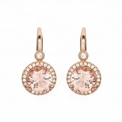 925 Gouden Platedt Morganite het Manchetoorringen van Sterling Silver Round Shape Rose