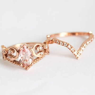 Uitstekende Dankbare van de de Ringenbelofte van S925 Rose Gold Antique Cz Engagement de Verjaardagsgift