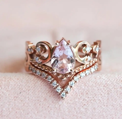 Uitstekende Dankbare van de de Ringenbelofte van S925 Rose Gold Antique Cz Engagement de Verjaardagsgift