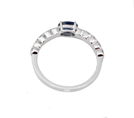 In S925 Sterling Silver Natural Jewelry Sapphire CZ Ring Simple Design For Ladies