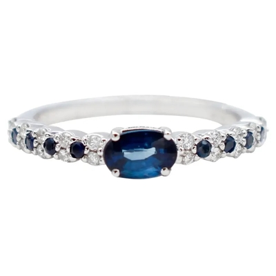 In S925 Sterling Silver Natural Jewelry Sapphire CZ Ring Simple Design For Ladies