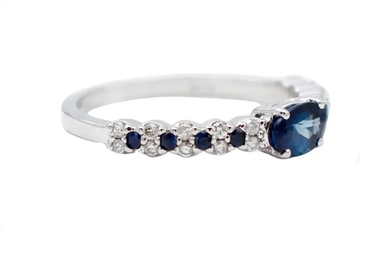 In S925 Sterling Silver Natural Jewelry Sapphire CZ Ring Simple Design For Ladies