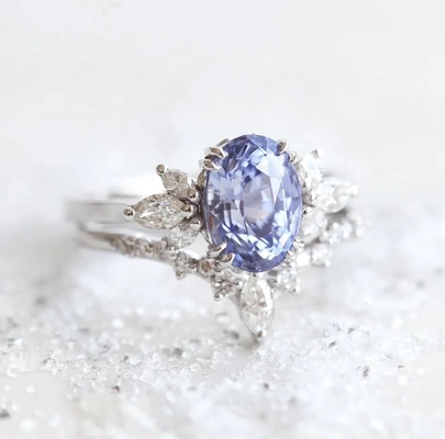S925 Zijcz de Overeenkomstenbelofte Ring Elegant Jewelry van Rose Gold Oval Lavender Sapphire