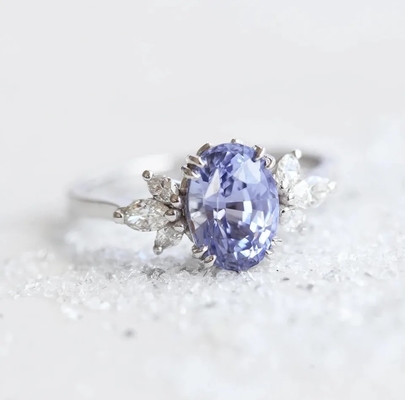 S925 Zijcz de Overeenkomstenbelofte Ring Elegant Jewelry van Rose Gold Oval Lavender Sapphire