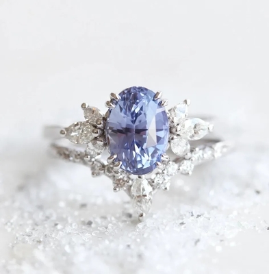S925 Zijcz de Overeenkomstenbelofte Ring Elegant Jewelry van Rose Gold Oval Lavender Sapphire