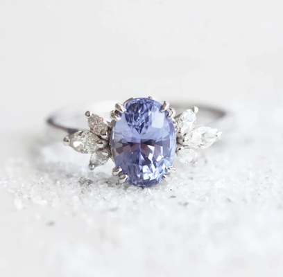 S925 Zijcz de Overeenkomstenbelofte Ring Elegant Jewelry van Rose Gold Oval Lavender Sapphire