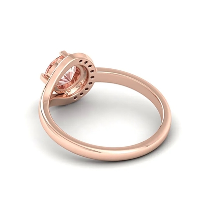 Rose Gold Plated Round Cut Natuurlijke Roze Morganite in Centrum Zilveren Ring Band S925