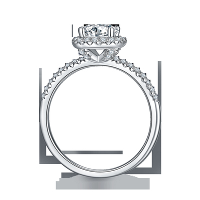 De 925 Sterling Silver Jewelry Diamond Moissanite-Verlovingsringenronde gaf Sierlijke Bandring gestalte