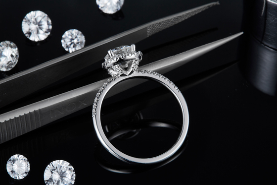 De 925 Sterling Silver Jewelry Diamond Moissanite-Verlovingsringenronde gaf Sierlijke Bandring gestalte