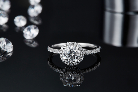 De 925 Sterling Silver Jewelry Diamond Moissanite-Verlovingsringenronde gaf Sierlijke Bandring gestalte