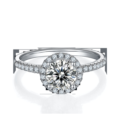 De 925 Sterling Silver Jewelry Diamond Moissanite-Verlovingsringenronde gaf Sierlijke Bandring gestalte
