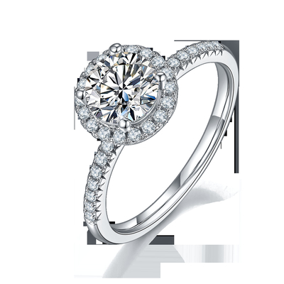 De 925 Sterling Silver Jewelry Diamond Moissanite-Verlovingsringenronde gaf Sierlijke Bandring gestalte