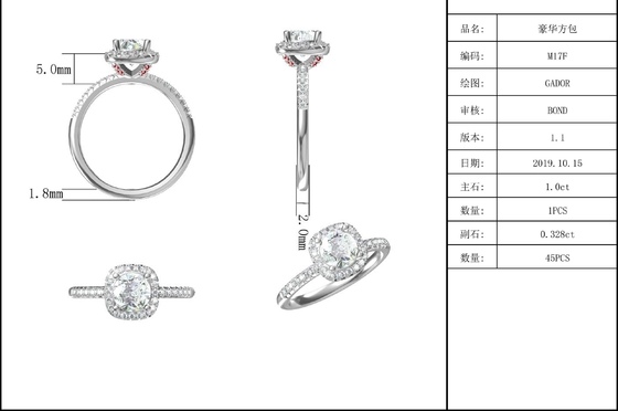 Het vierkant sneed Bruids Vierkant de Diamantgoud van Vrouwenmoissanite met Zilveren Romantische Trouwring