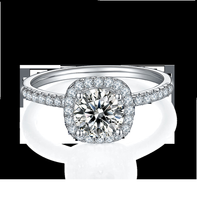 Het vierkant sneed Bruids Vierkant de Diamantgoud van Vrouwenmoissanite met Zilveren Romantische Trouwring