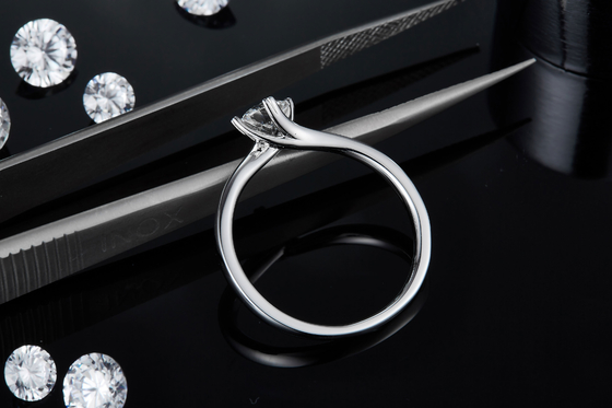 9K gouden Juwelen Minimalistische Ontwerpen Moissanite 925 Zilveren Ring