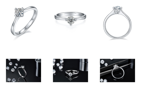 9K met Zilveren de Juwelen Minimalistische Dame Ring van Mozaïekmoissanite
