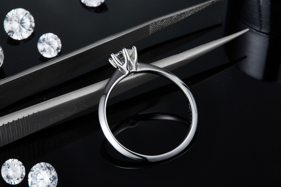 9K met Zilveren Ring gesneden Witte Moissanite Diamond Minimalist Wedding Jewelry