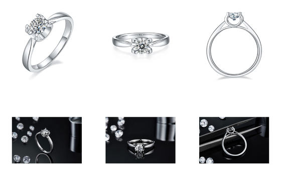 9K met Zilveren Minimalistische het Huwelijksjuwelen van Ring Square White Moissanite Diamond
