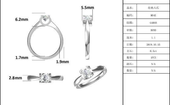 9K met Zilveren Minimalistische het Huwelijksjuwelen van Ring Square White Moissanite Diamond
