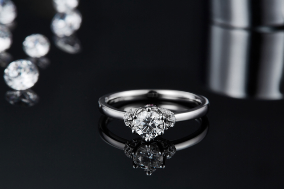 Unieke de Vrouwenjuwelen van Ring Custom Moissanite Ring Engagement van de Bloemstijl Witgoud Geplateerde