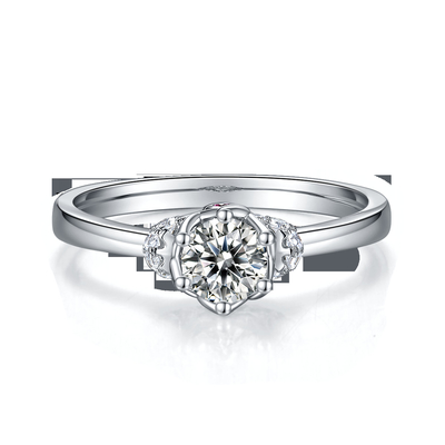 Unieke de Vrouwenjuwelen van Ring Custom Moissanite Ring Engagement van de Bloemstijl Witgoud Geplateerde
