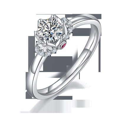 Unieke de Vrouwenjuwelen van Ring Custom Moissanite Ring Engagement van de Bloemstijl Witgoud Geplateerde