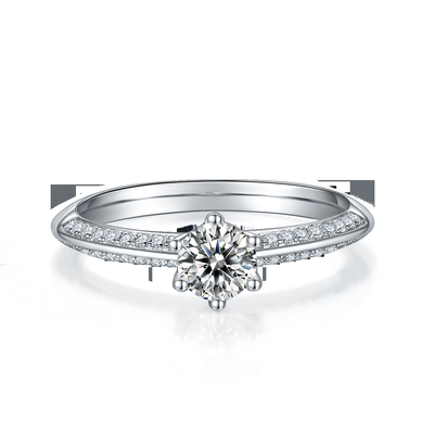 De witte Ring van de Overeenkomstenvrouwen van Moissanite en Sapphire Platineve Diamonds Jewelry-