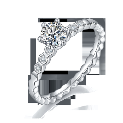 Het Ontwerp de Witte Overeenkomst van Moissanite van 1.16CTW Wavilion en Sapphire Platineve Diamonds Jewelry-voor Vrouwenring