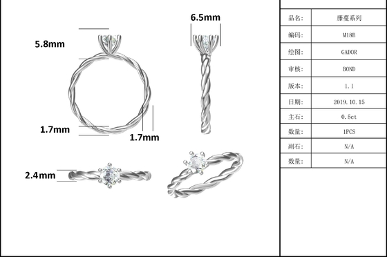 De Moissaniteovereenkomst voor de Trouwringwitgoud van Vrouwenring set diamonds and sapphire bedekt