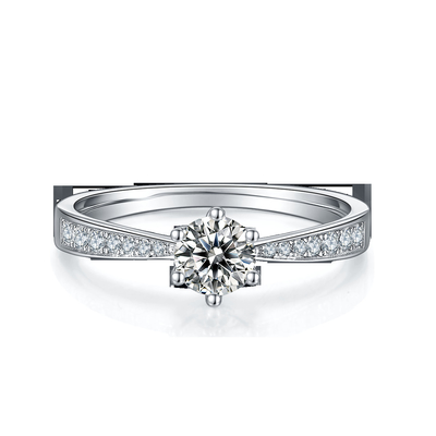 De Verlovingsring14k Witgoud Moissanite Ring Vintage Engagement Ring van Milgrainmoissanite