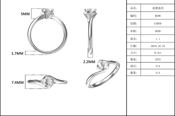 Witgoud 14 Karat Lab Grown Moissanite Vintage inspireerde Moissanite-Overeenkomst Diamond Jewelry Ring