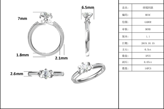 Van de Overeenkomstenring unique 14KN van Moissanite van de bloembesnoeiing het Witgoud Ring Moissanite Engagement   Ring