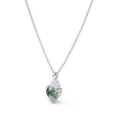 925 Zilveren Ruwe Eenvoudige Fijne Groene Moss Crystal Agate Jewelry Complete Wedding Halsband voor Verkoop