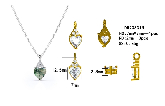 925 Zilveren Ruwe Eenvoudige Fijne Groene Moss Crystal Agate Jewelry Complete Wedding Halsband voor Verkoop