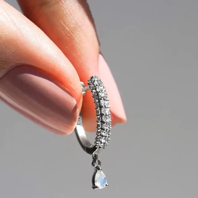 Rose Gold Plated 925 Juwelen van de de Nageloorring van Sterling Silver Rainbow Moonstone Earrings de Baguette gesneden Natuurlijke Moonstone