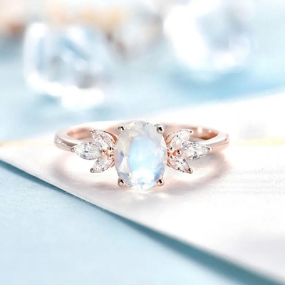 Nam gouden Vrouwen 925 de Sterling Silver Bridal Marquise Jewelry Gefacetteerde Ovale Overeenkomst Ring For Women van besnoeiingsmoonstone toe