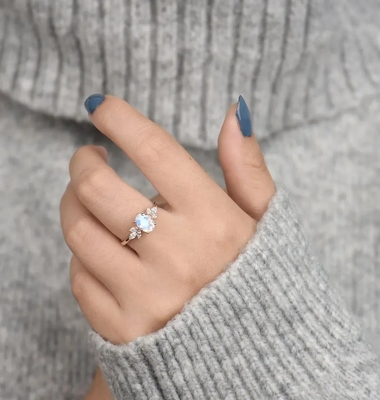Nam gouden Vrouwen 925 de Sterling Silver Bridal Marquise Jewelry Gefacetteerde Ovale Overeenkomst Ring For Women van besnoeiingsmoonstone toe