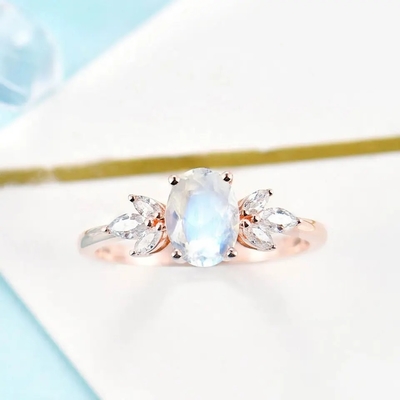 Nam gouden Vrouwen 925 de Sterling Silver Bridal Marquise Jewelry Gefacetteerde Ovale Overeenkomst Ring For Women van besnoeiingsmoonstone toe