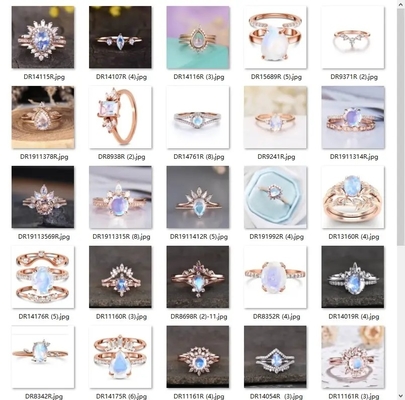 In Juwelen Ruw Moonstone Ring Sterling Silver 925 de Onregelmatige Juwelen van Drie Riekenvrouwen
