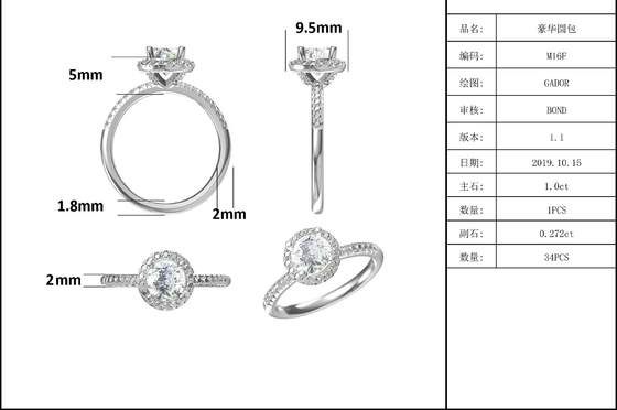 De 925 Sterling Silver Jewelry Moissanite Engagement-Ringenronde gaf Sierlijke Bandring gestalte