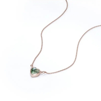 925 Zilveren Eenvoudig Natuurlijk Licht Briljant Elegant Groen Hart Gevormd Moss Agate Necklace For Sale
