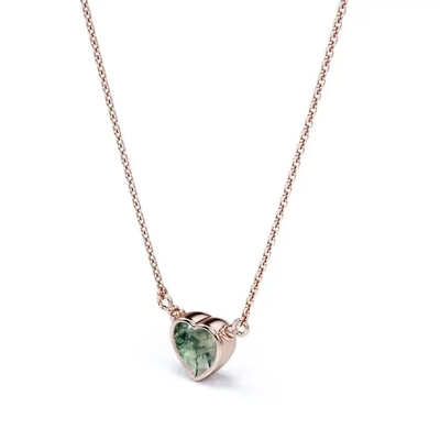 925 Zilveren Eenvoudig Natuurlijk Licht Briljant Elegant Groen Hart Gevormd Moss Agate Necklace For Sale
