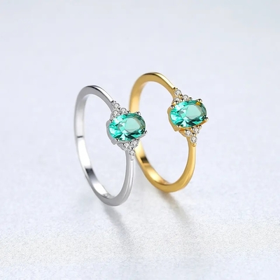 Gevoelig CZ Sierlijk Emerald Jewelry Ring Simple 925 Sterling Silver